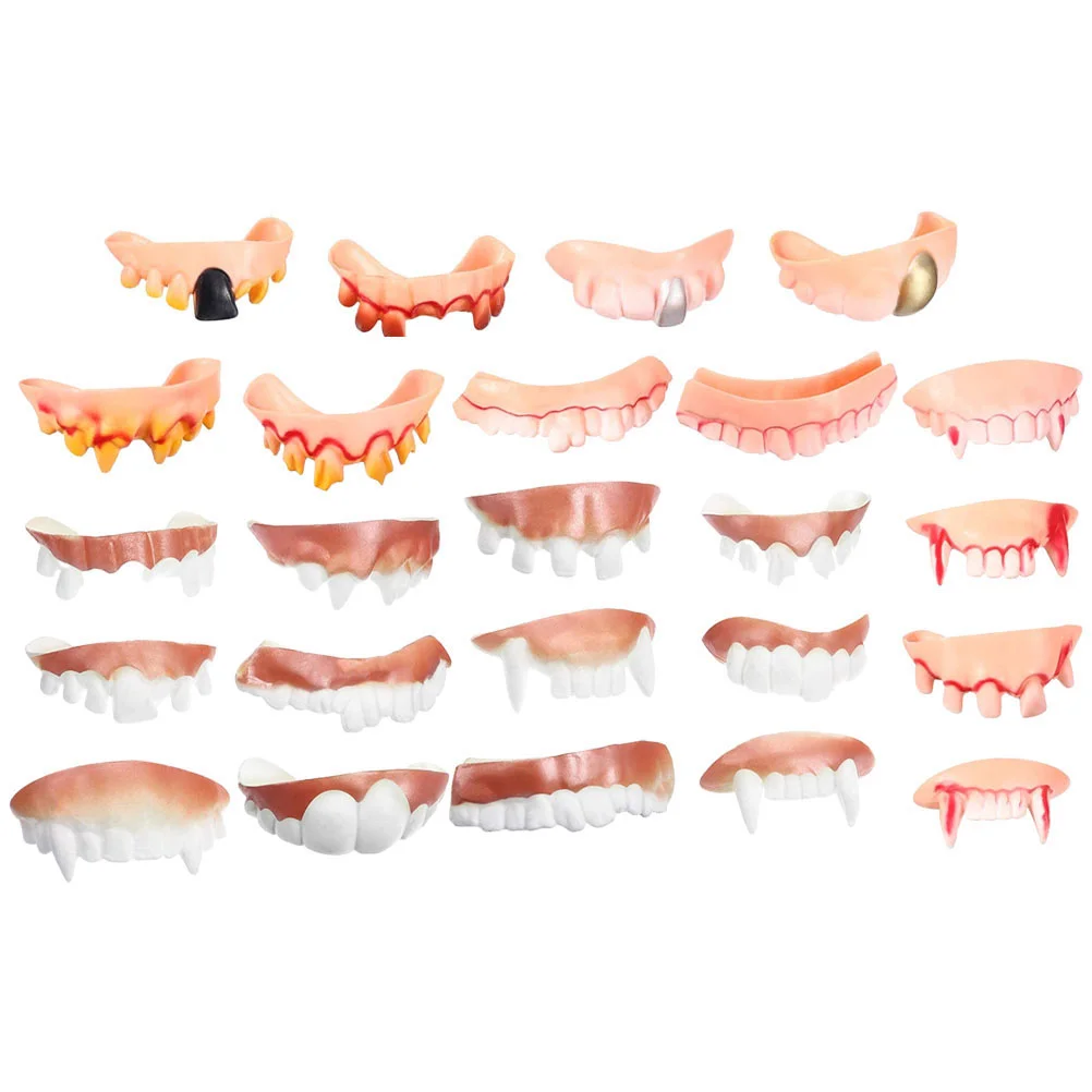 

24pcs Fake Teeth Halloween Ugly Teeth Funny Fake Teeth Party False Teeth