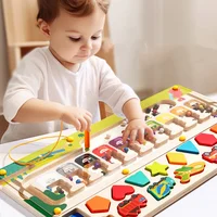 Montessori Wooden Toys Magnetic Color Number Maze Shape Vehicle Puzzle Sorting Toys For Toddlers Math Toys For Boys Girls 2