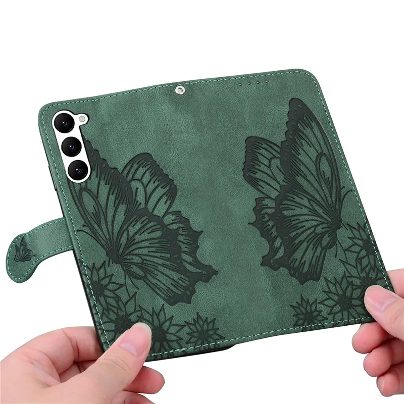 Elegant Butterfly Leather Phone Case with Card Holder and Wallet功能