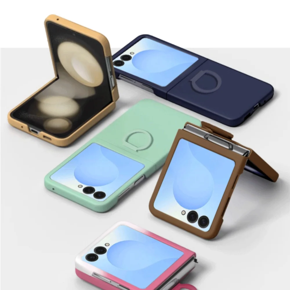 Luxury Liquid Silicone Phone Case with Large Window and Gradient Candy Color Ring Cover