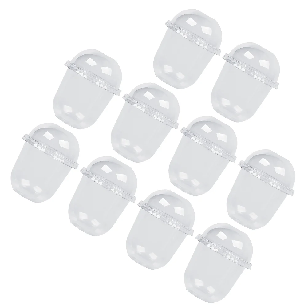 10 Sets 360ML Disposable Clear Milk Tea Cup Lid Plastic Tea Fruit Juice Cup plastic cups
