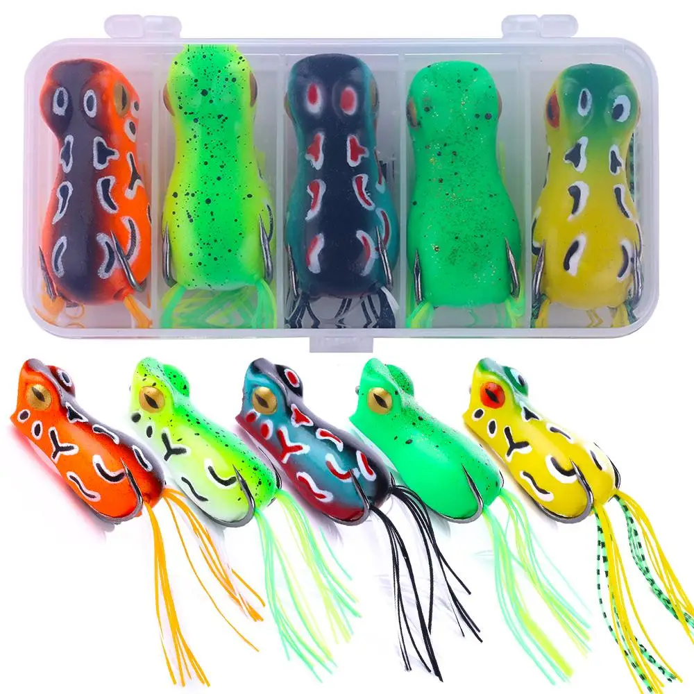 5 Pack Realistic Prop Frog Bass Trout Fishing Lures Kit Set Soft Swimbait  Floating Bait With Hooks For Freshwater Saltwater - AliExpress