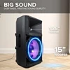 Indoor 2200 Watt Peak Bi-Amped Wired AC Powered Bluetooth DJ Speaker with 15" Inch Woofer, GSP-L2200PK, LED Party Lights 4