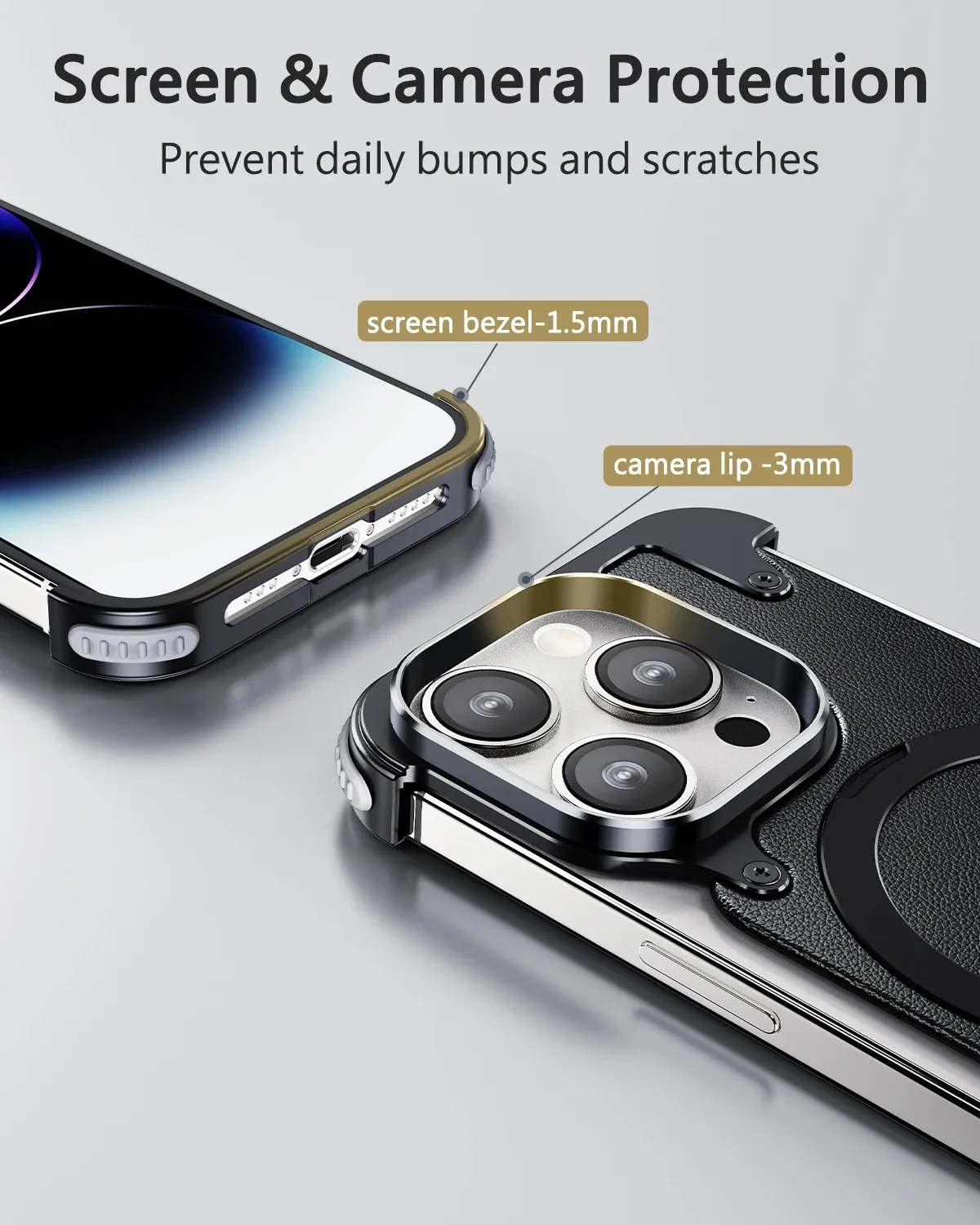 Eary for Magsafe Leather Phone Case for iPhone 15 Plus 14 13 12 Pro Max With 360°Stand Military-Grade Drop Protection Cover