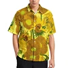3D Printed Sunflower Plant Blouses Purple Flower Graphic Beach Shirts For Men Clothes Vacation Y2k Short Sleeve Boy Button Tops 5