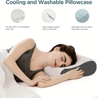 1pc Ergonomic Memory Foam Travel Pillow, Cooling Neck Support, Contour Cervical Orthopedic Pillow for Side, Back, Stomach Sleepe 2