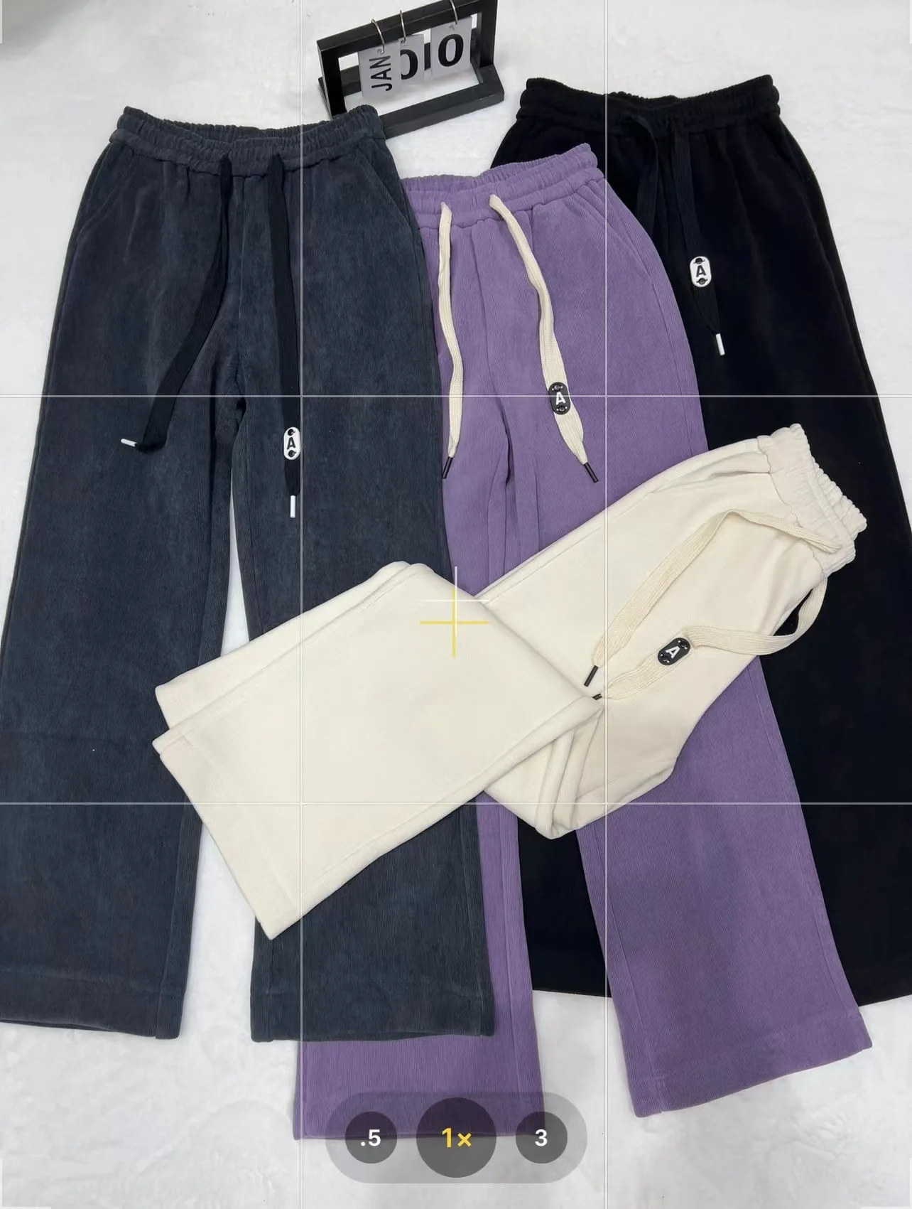 

Neil's Snow Black Wide-leg Pants Women's High Waist and Drooping Corduroy Pants 2022 Winter Straight Drawstring Mopping Pants