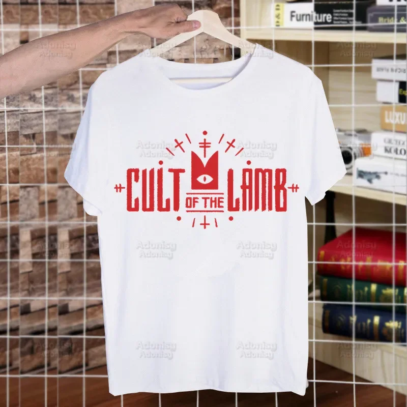 Cartoon Cult of The Lamb Printed T Shirt uomo Retro top Tees Harajuku Cartoon videogioco Tshirt Streetwear Hip Hop magliette maschili