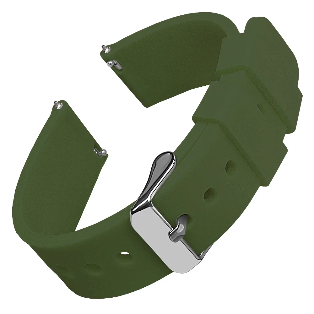 Durable Quick Release Silicone Sports Watchband with Polished Buckle