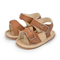 KIDSUN 2023 Newborn Baby Sandals Shoes Infant Girl Boy Summer Rubber Learther Anti-slip Flat Soft Toddler First Walkers Shoes 1