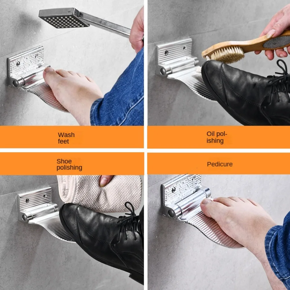 

Anodized Surface Shower Foot Rest New Folding Aluminum Alloy Legs Aid Anti Slip Wall Mounted Shower Step Shaving