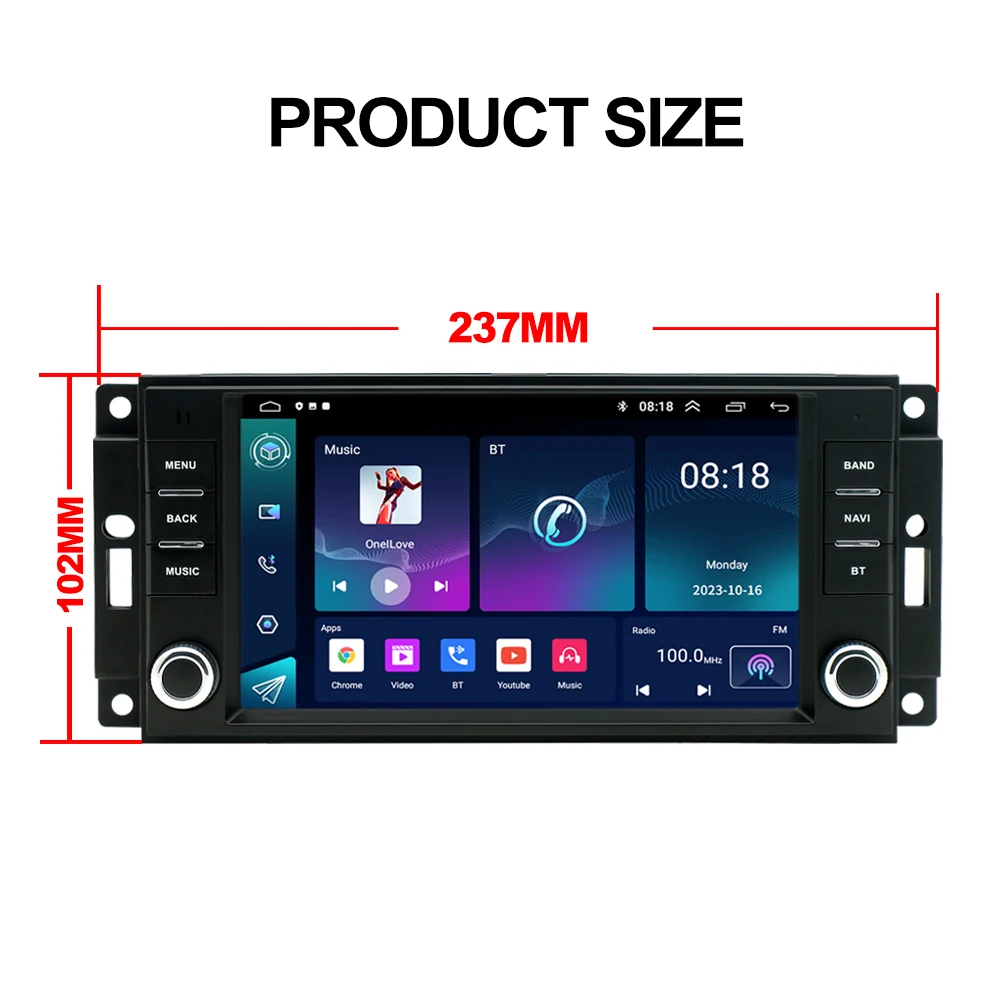 Reproductor Multimedia para coche JEEP Grand Cherokee Liberty Wrangler Chrysler, Perillas duales de 7 pulgadas, Radio Android, 2-32GB, Carplay, GPS, WiFi 5