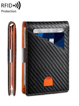 Portafoglio da uomo minimalista con protezione RFID antifurto, ultrasottile, a doppia piega, con 12 scomparti per carte, portatile, da tasca frontale, multifunzionale