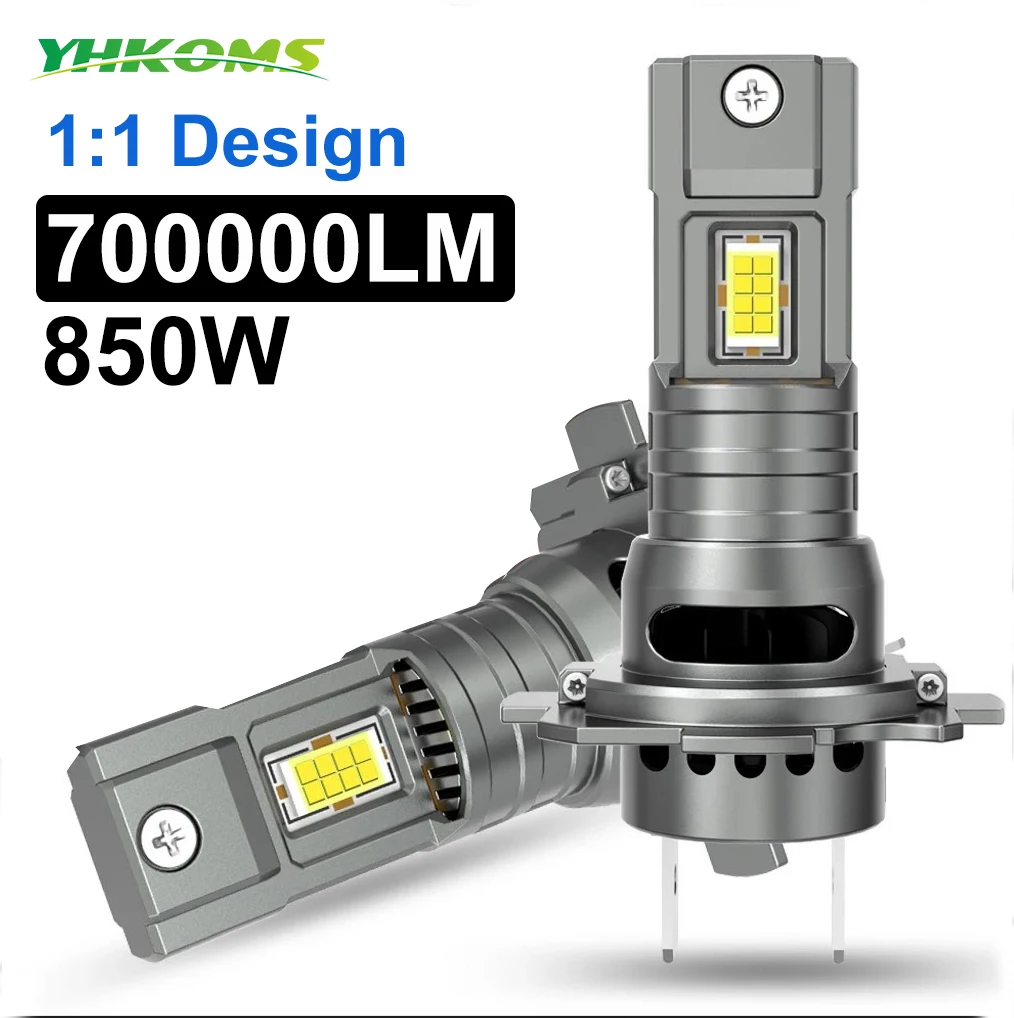 YHKOMS LED Headlight Bulb Mini, 850W 6000K 700000LM Canbus CSP Wireless With Fan H7 12V