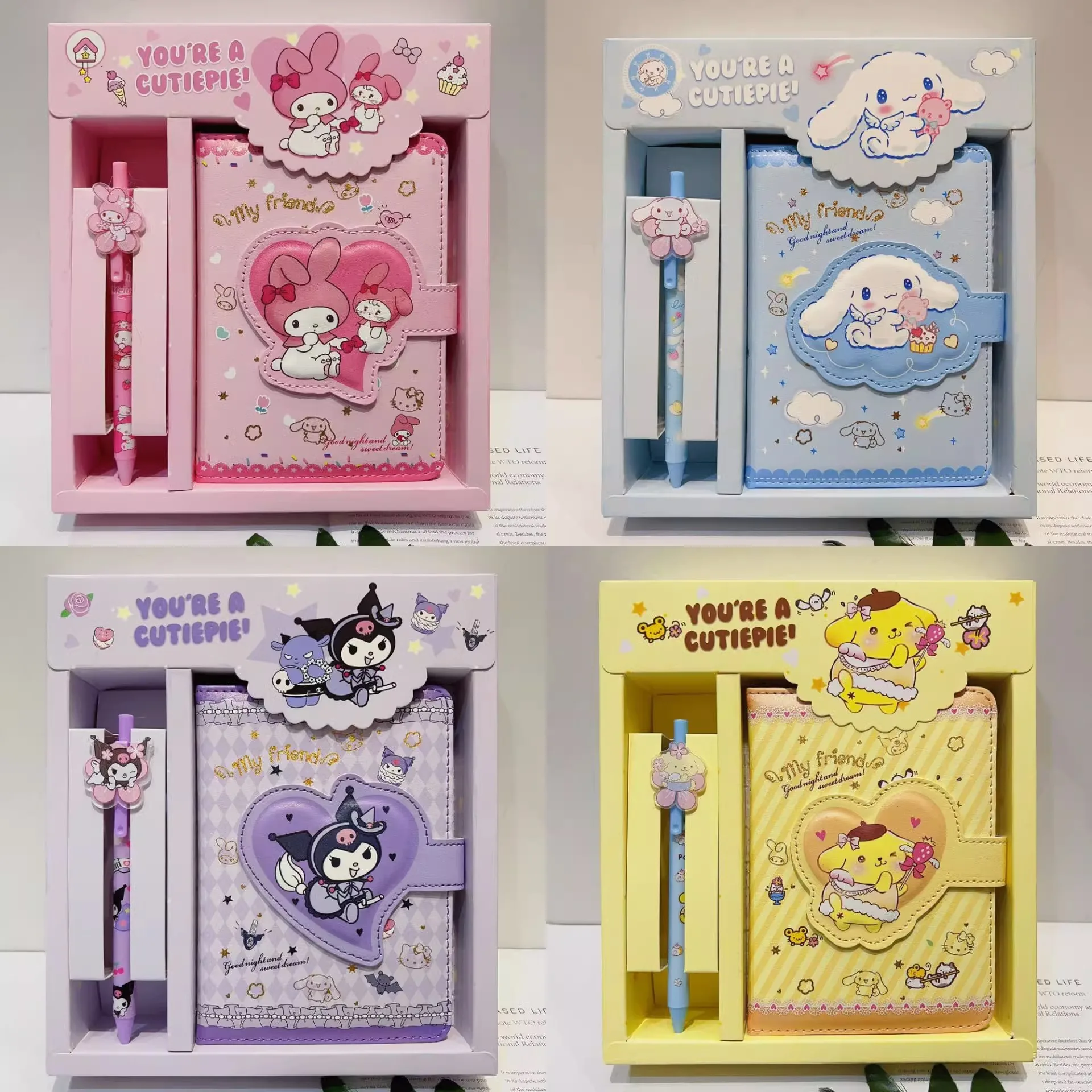 

Cute Cartoon Sanrio Hand Account Book Gift Box Set Kuromi Melody High Beauty Elementary School Student Color Page Pen Spin Gift