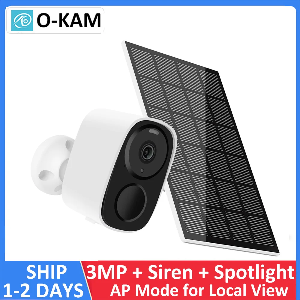 3MP 5200mAh Rechargeable Battery 3.5W Solar Non-Stop Recording 100DB Siren Strobe Light WiFi PC Monitor CCTV Camera with AP Mode