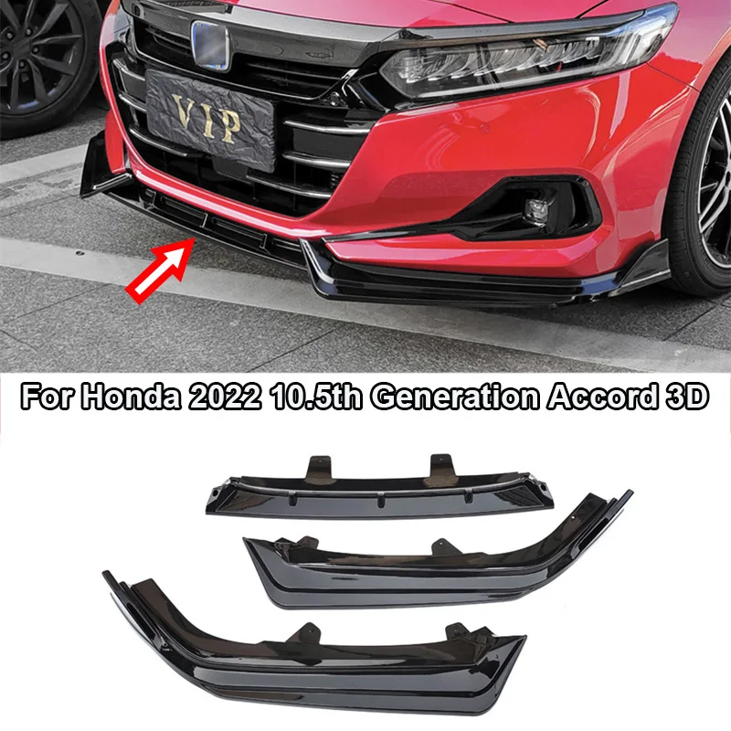 

Glossy Black For Honda 2022 10.5th Generation Accord 3D Car Front Bumper Lip Body Kit Spoiler Splitter Anterior Chin Diffuser