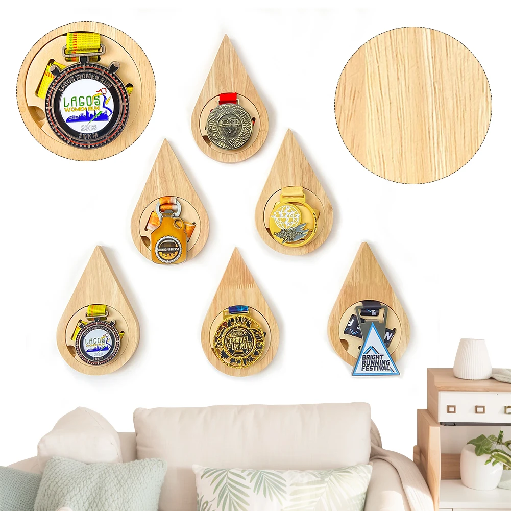 물방울 모양 나무 메달 디스플레이 랙, 행어 랙, 메달 디스플레이 스탠드, 홈 벽 장식