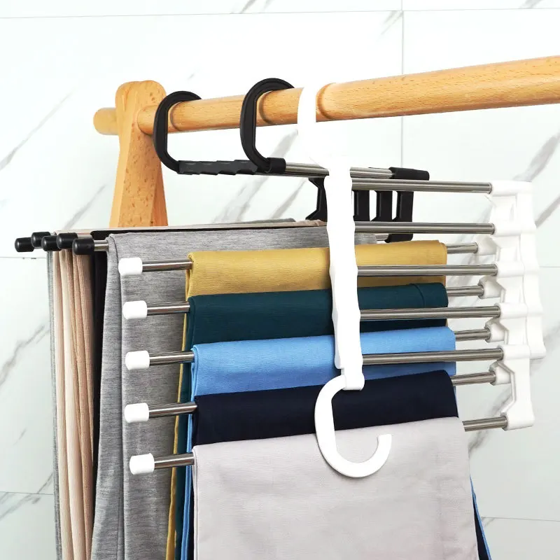 Multi-functional 9 in 1 Trouser Storage Rack Closet Organizer Adjustable Pants Tie Storage Shelf Stainless Steel Clothes Hanger