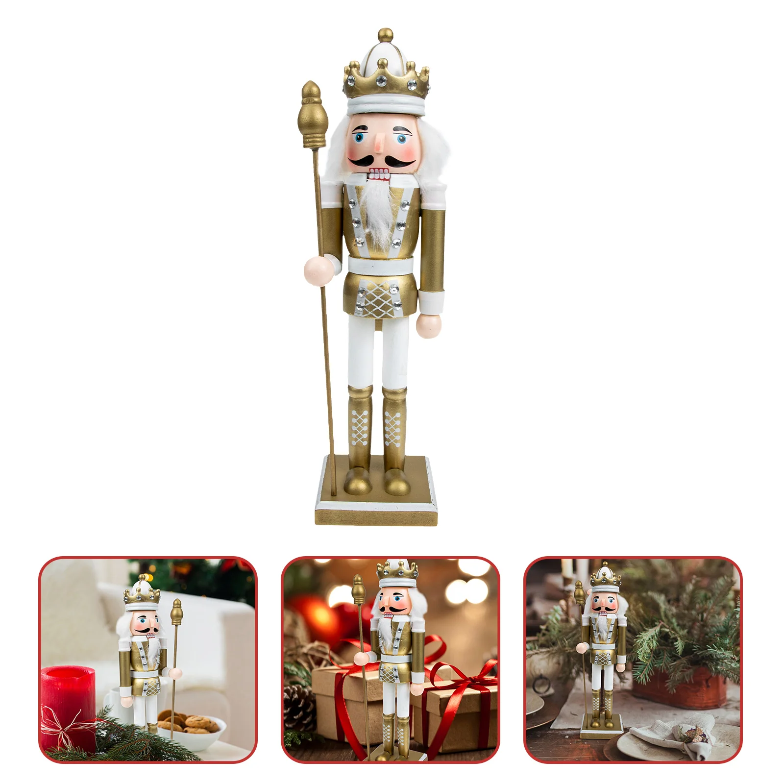 

Christmas Nutcracker Statue Decorations Wood Xmas Nutcracker Ornaments Wooden Nutcracker Soldier Figurine Desktop Ornaments