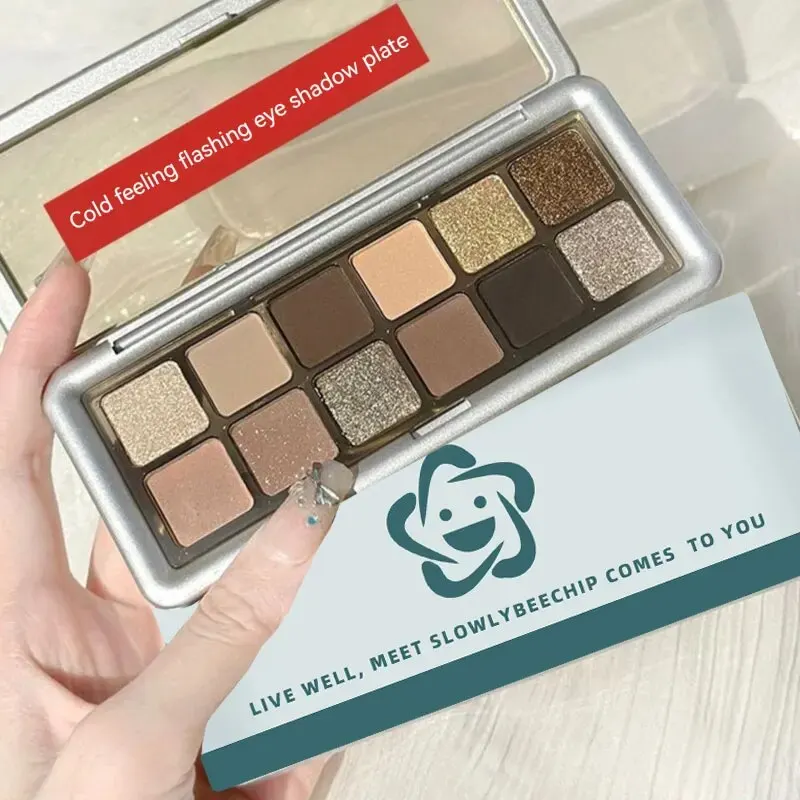 12 Colors Eyeshadow Palette Shimmering Pigment Set Easy To Apply Natural Looking Earthy