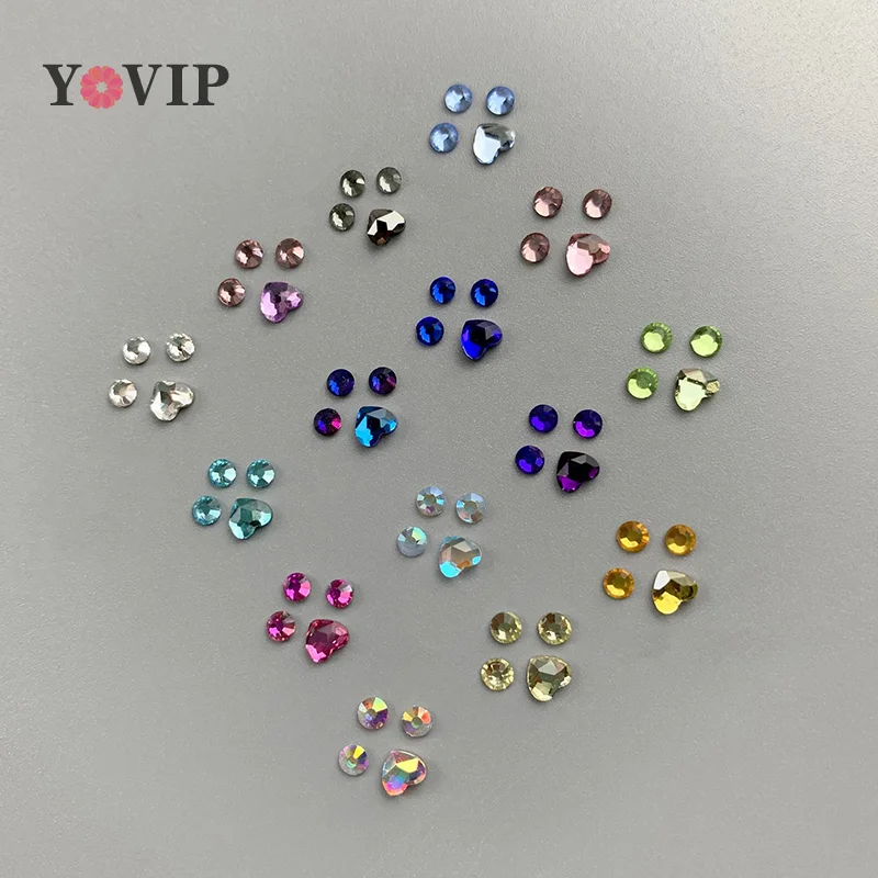 

New 4Pcs Heart Cat Paw Color Dental Tooth Gems Crystal Diamond Ornament Teeth Jewelry Denture Acrylic Teeth Decoration