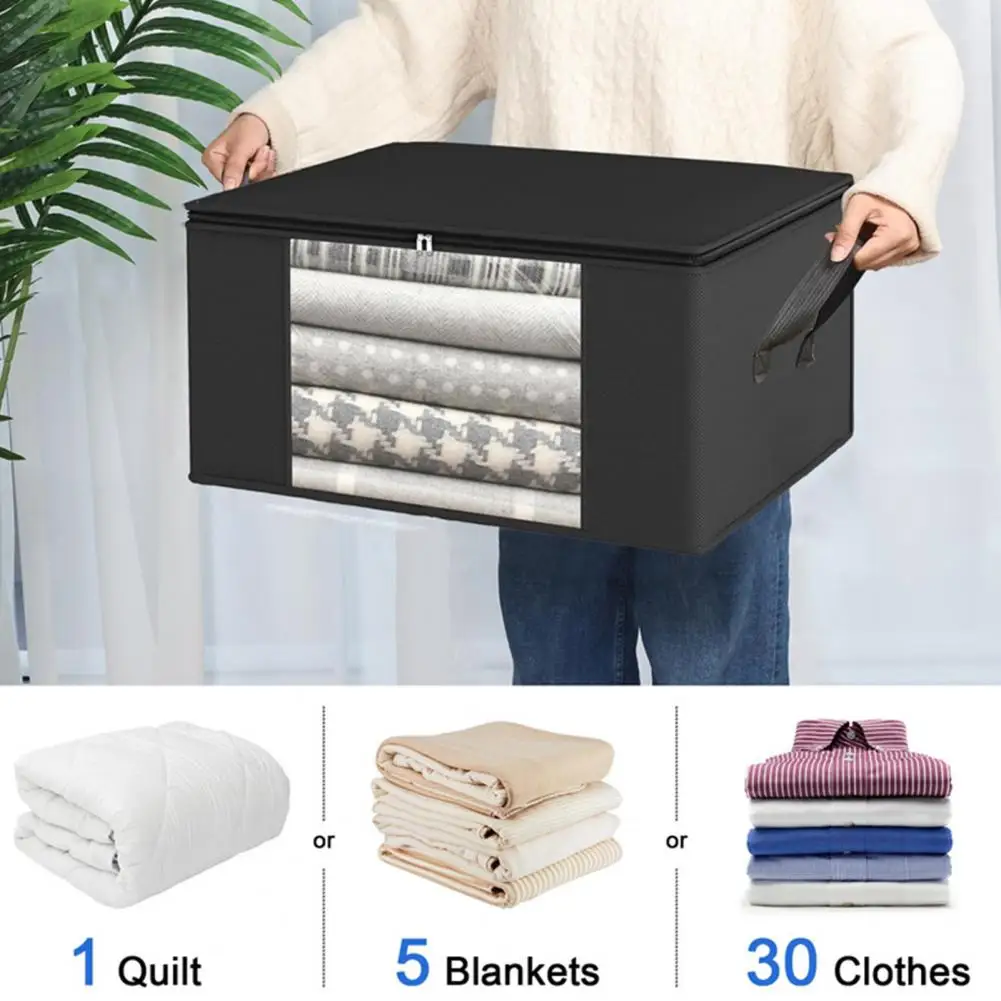 

Clothes Organizer Capacity Clothes Storage Bag with Window Handles Organize Bedroom Closet Clothing Dust-proof Clothing Storage