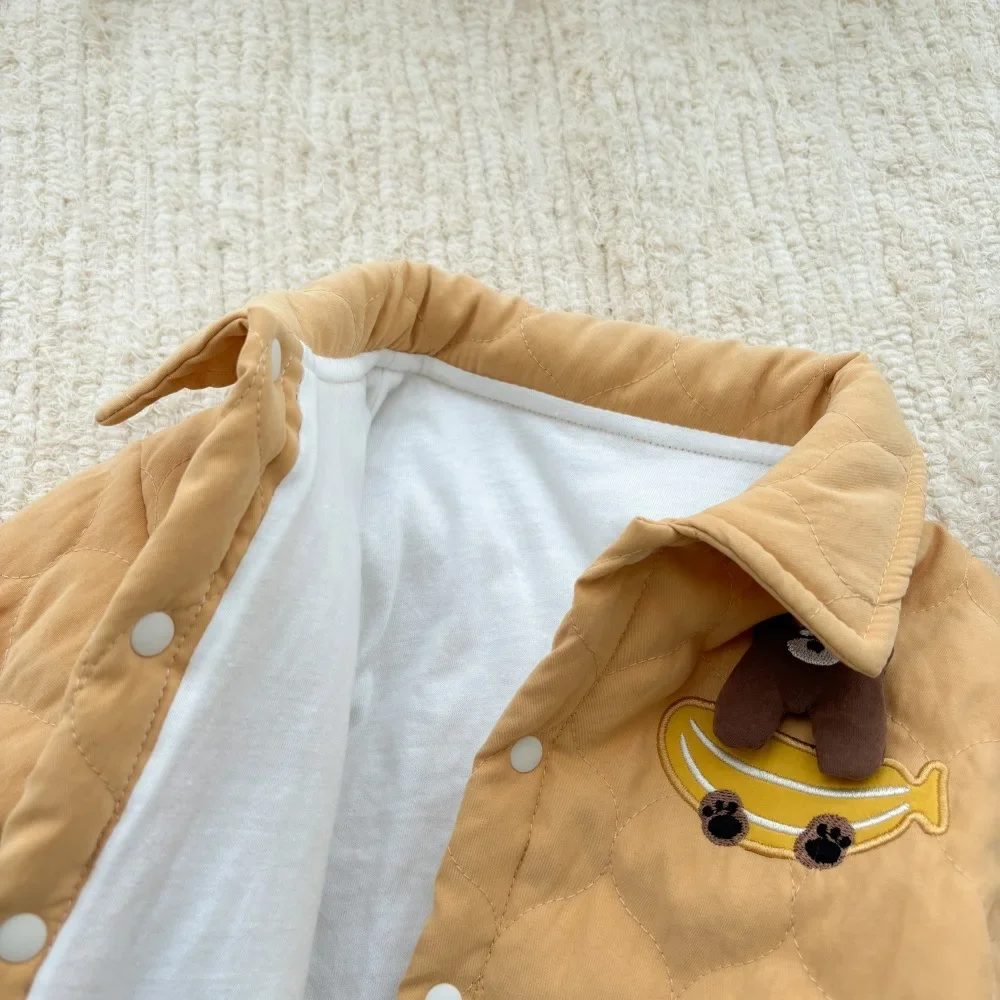 Winter New in Kids Baby Boys Warm 3D Cartoon Bear Top Outwear , Infant Toddler Pure Cotton Lining Jacket Coat 3M-3Y