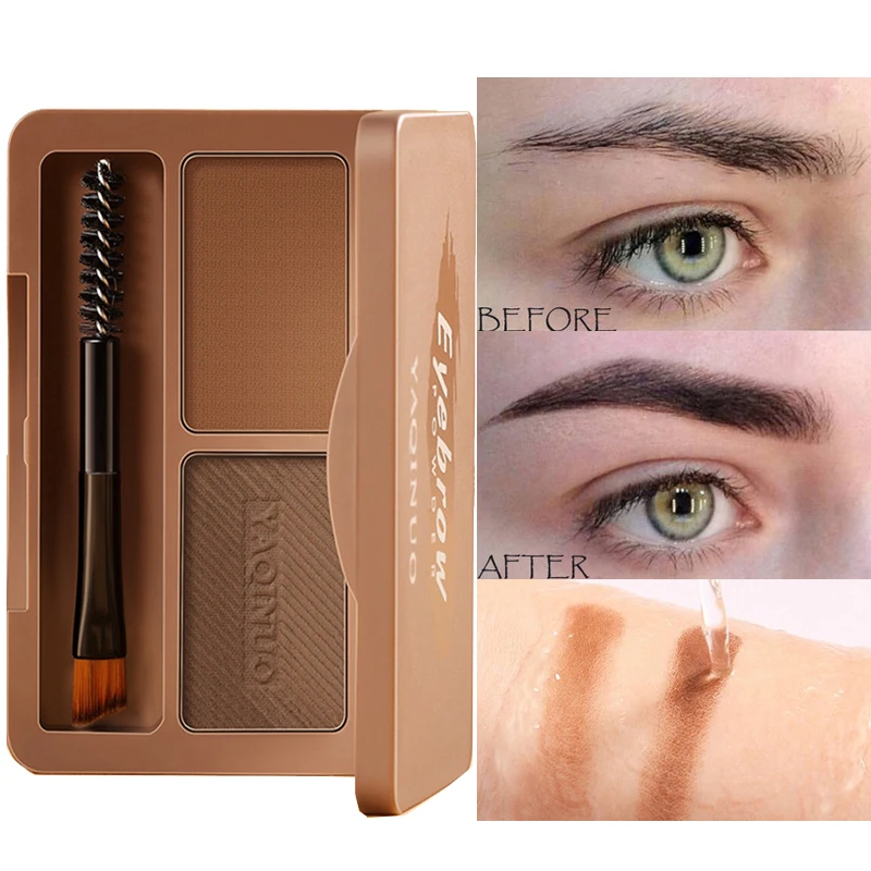 Double Colors 1PC Palette per il trucco in polvere per sopracciglia, tinta per sopracciglia impermeabile, pigmento cosmetico con pennello_voghion.com