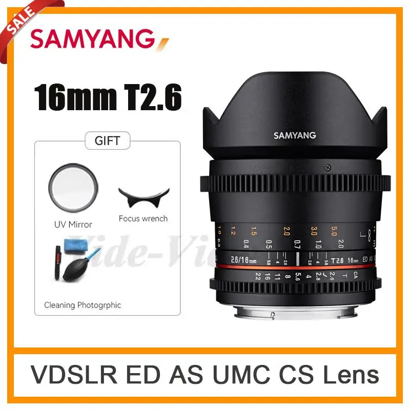 Samyang 16Mm T2.6 Ed As Umc Cine Lens Per Canon Ef Nikon F Pentax K Sony A Canon M Fujifilm X Samsung Nx Sony E Mft M43 Mount