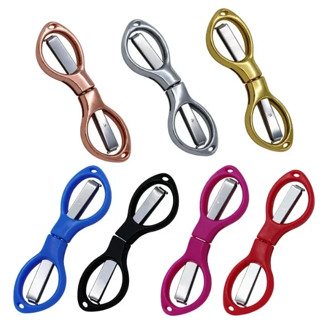 Simple Portable Folding Scissors Solid Color Glasses Shape Paper Cutters Students Handmade DIY Tools School Office Supplies portable scissors cutter,paper cutter,stationery scissors