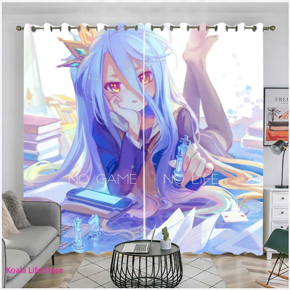 Anime No Game No Life Window Curtains Lovely Kawaii Girls Blackout Curtain  3d Print 1/2 Panels Manga Custom Window Drapes Decor - Curtain - AliExpress