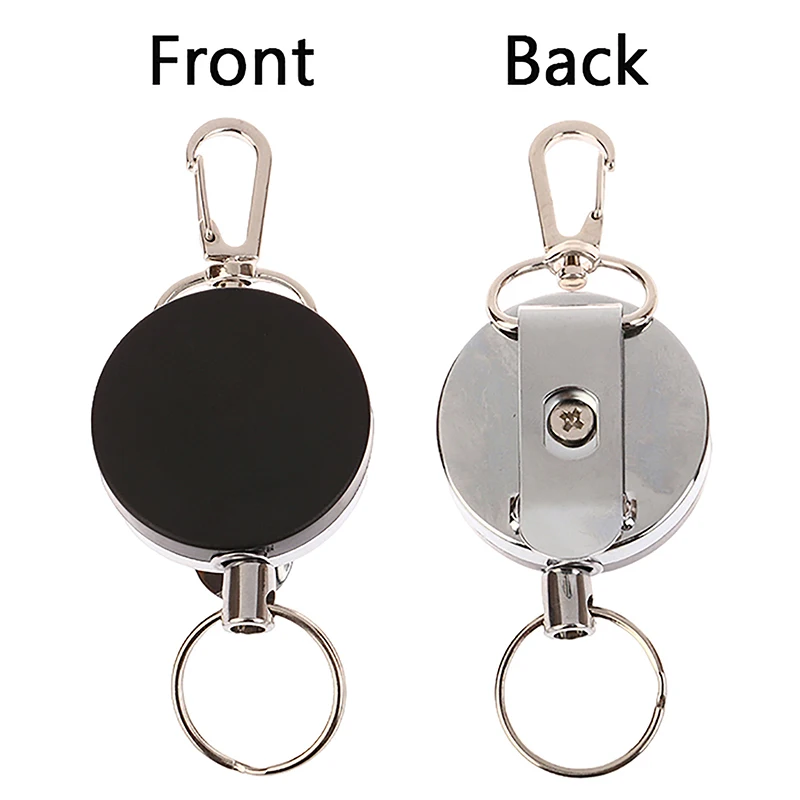 

1Pc Stainless Steel Wire Rope Elastic Keychain Recoil Sporty Retractable Alarm Key Ring Anti Lost Ski Pass ID Card Badge Holder