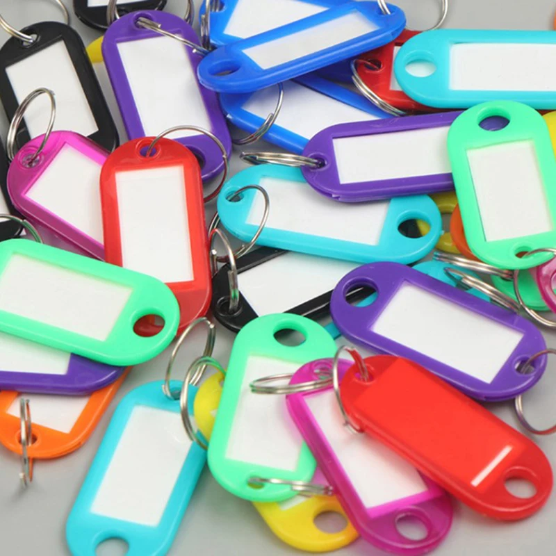 

30Pcs/lot Colorful Plastic Keychain Key Tags Label Numbered Name Baggage Tag ID Label Name Tags With Split Ring