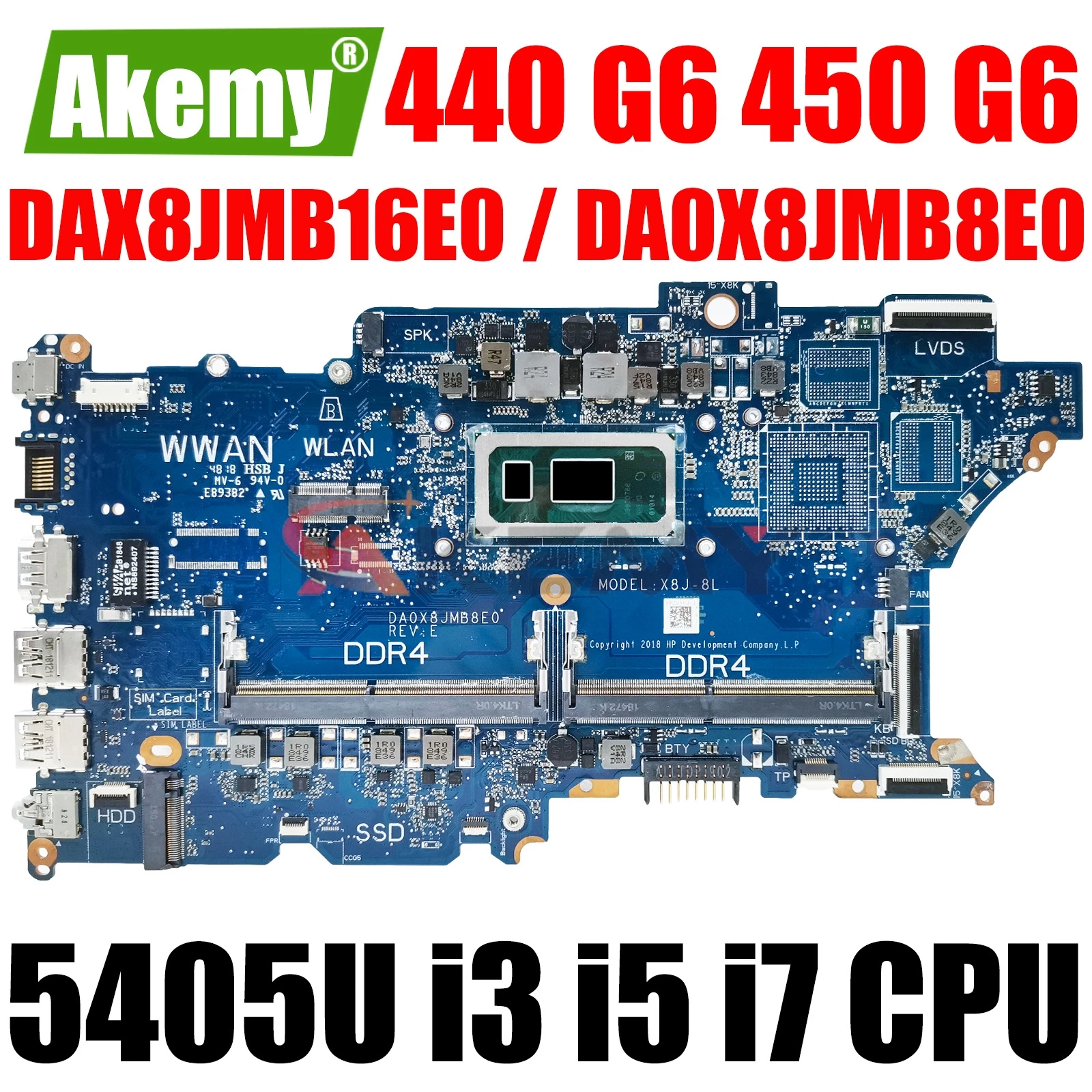 Scheda Madre Muslimex Per Scheda Madre Per Laptop Hp Probook 440 G6 450 G6 Con Cpu 5405U I3 I5 I7-8Th Gen