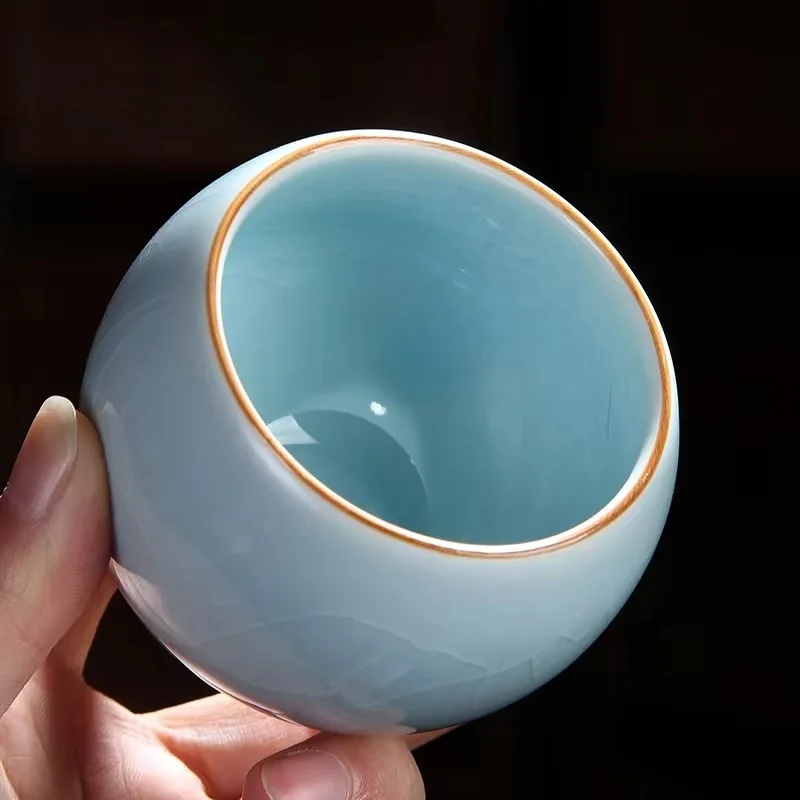 Boutique Kiln Ceramic Teacup Handmade Crackle Glaze Tea Cup Tea Set Home Samll Tea Bowl Master Cup Personal