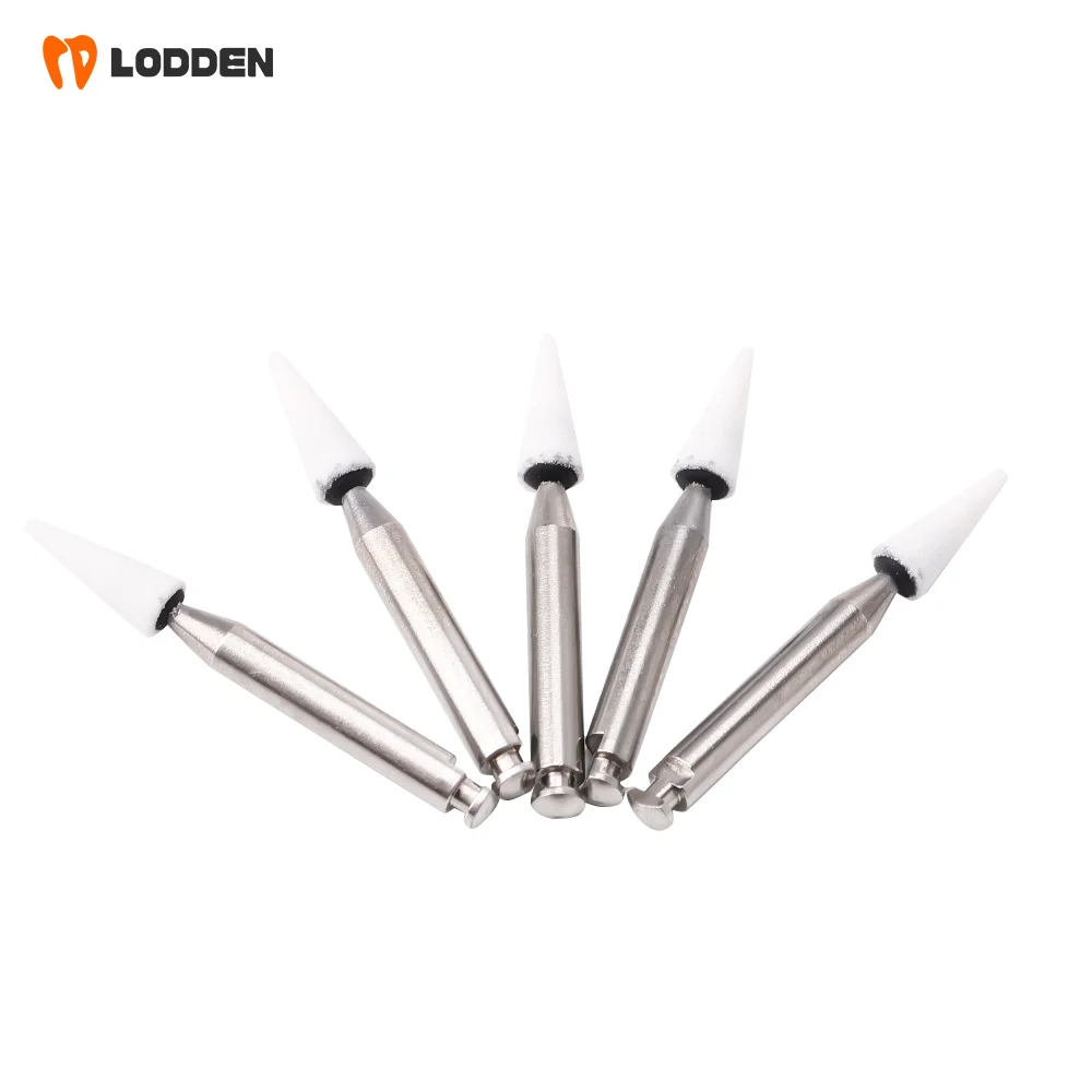 LODDEN 5 Stück Dental-Polierbohrer aus weißem Stein mit niedriger Geschwindigkeit, Kegel-/Flammen-/runde Form, Abriebbohrer RA für Polishin-Verbundwerkzeuge – Detail 12