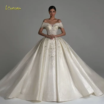 Loverxu Ball Gown Luxury Princess Wedding Dresses Sweetheart Off The Shoulder Robe De Mariee Lace Beaded Custom Made Bridal Gown 1