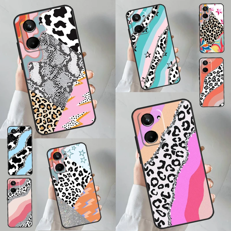 Patchwork Cheetah Cow Print Per Realme C55 C35 C33 C31 C30 C25 C21Y C15 C11 Gt Neo 5 3 2 2T 3T 8 9 10 11 Pro Plus Case