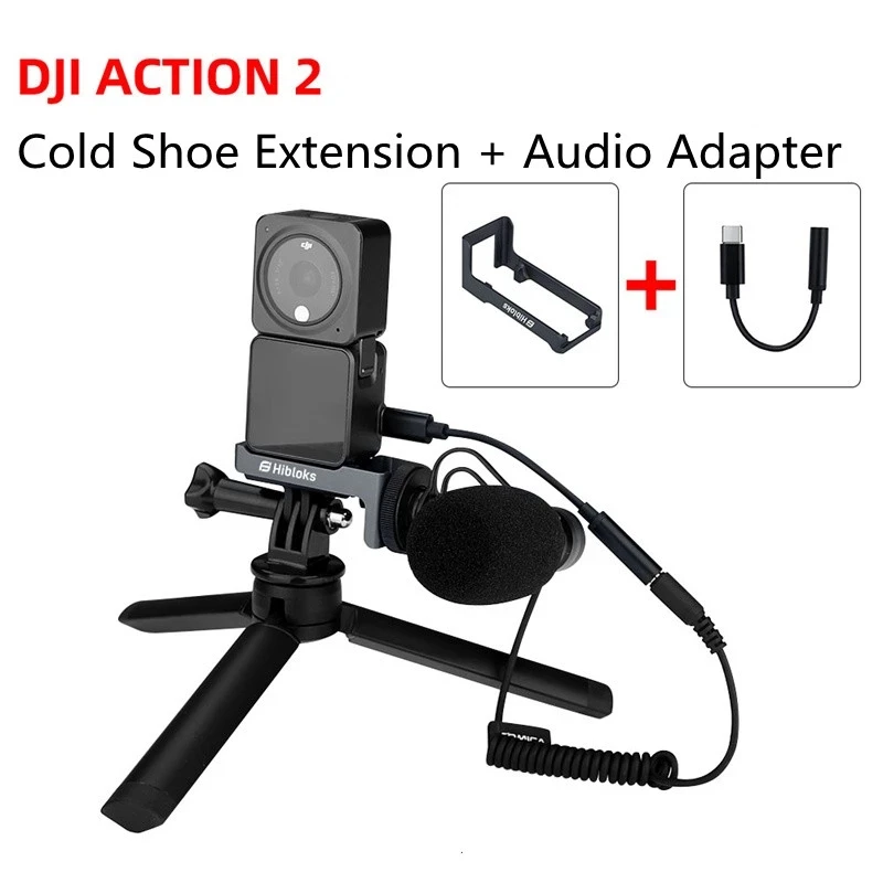 best drone for photography DJI Action 2 Action Camera Cold Shoe Extension Adapter Cable Mic Audio Adapter Line Microphone Fill Light Aluminum DJI Action 2 flying camera