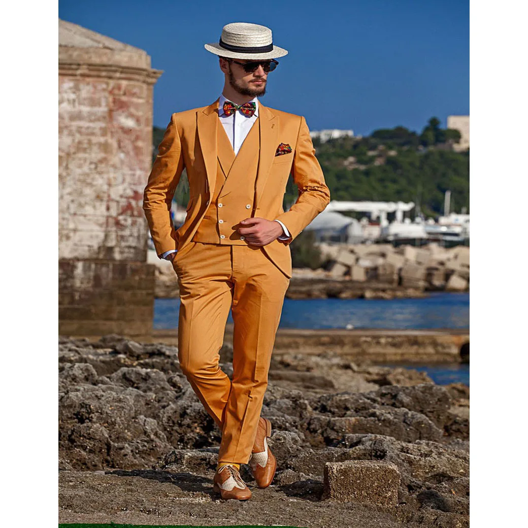 

Wedding Suits For Men Single Breasted Peaked Lapel Slim Blazer Terno Costume Elegant Prom Party Costume Jacket Pants Vest 3 Pcs