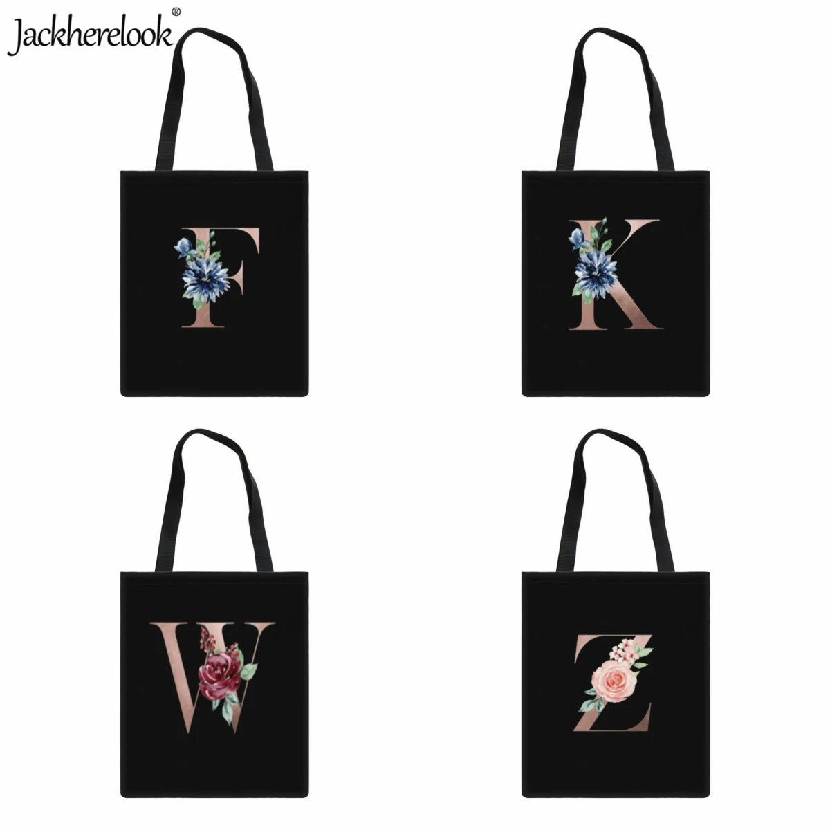 

Jackherelook Women's Handbag Fashion Simple 26 English Letters Printing Casual Classic Travel Shoulder Bag Ladies Shopping Bag