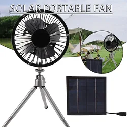 10W Solar Panel Powered Fan USB Fan With Telescopic Bracket Set Portable Desktop Fan Ceiling Fan For Camping Travel Home