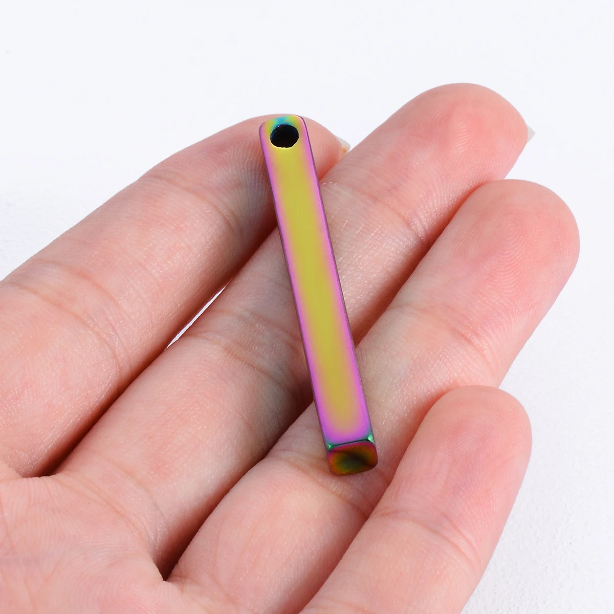 5Pcs Stainless Steel  Both Sides Mirror Polish Rectangle Bar Pendant Blank Stamping Charm for Jewelry Making Wholesale 3