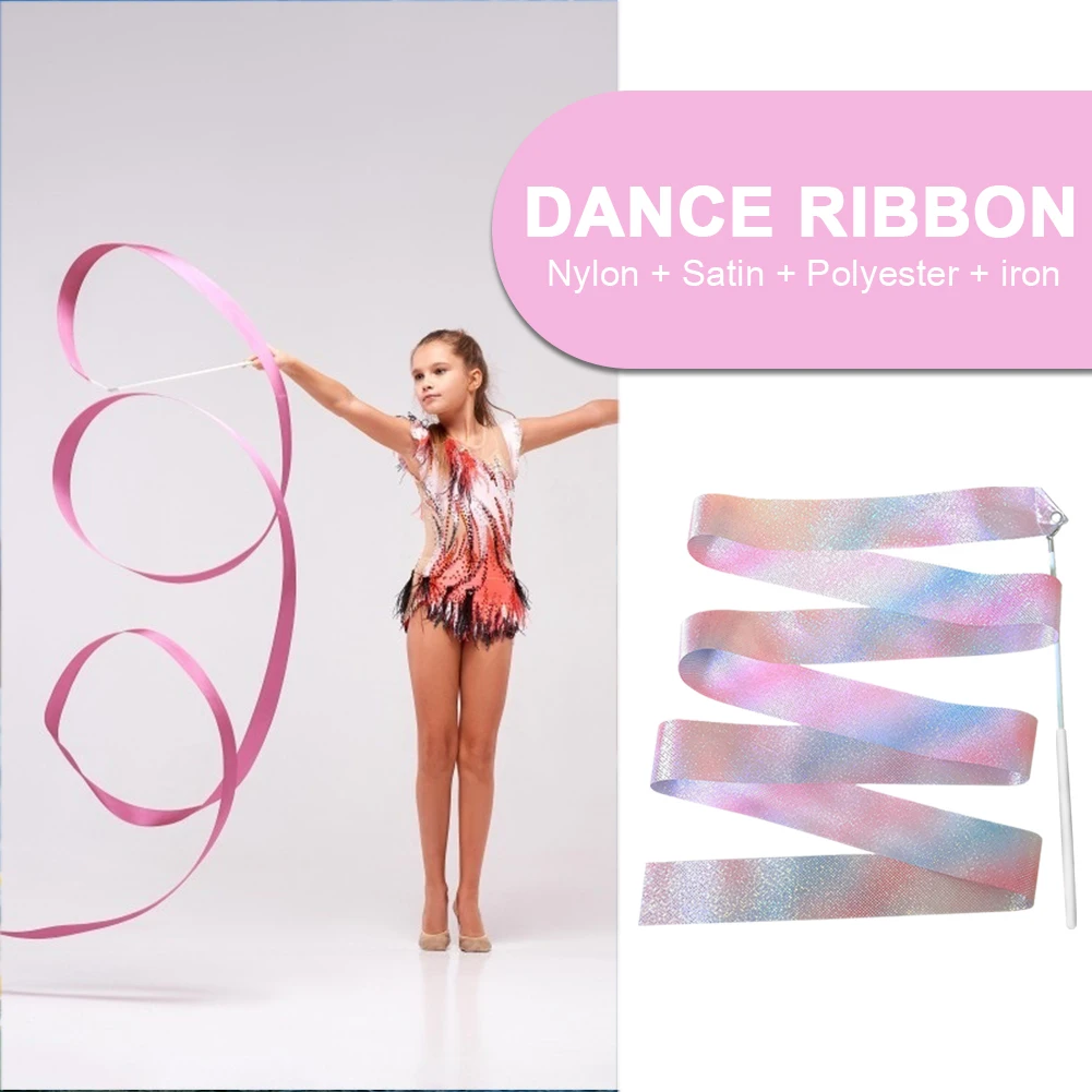2/4M Flashing Dance Ribbon with Wand Sparkling Dance Ribbon Multifunction Twirling Ribbon Streamer Aesthetic for Talent Shows