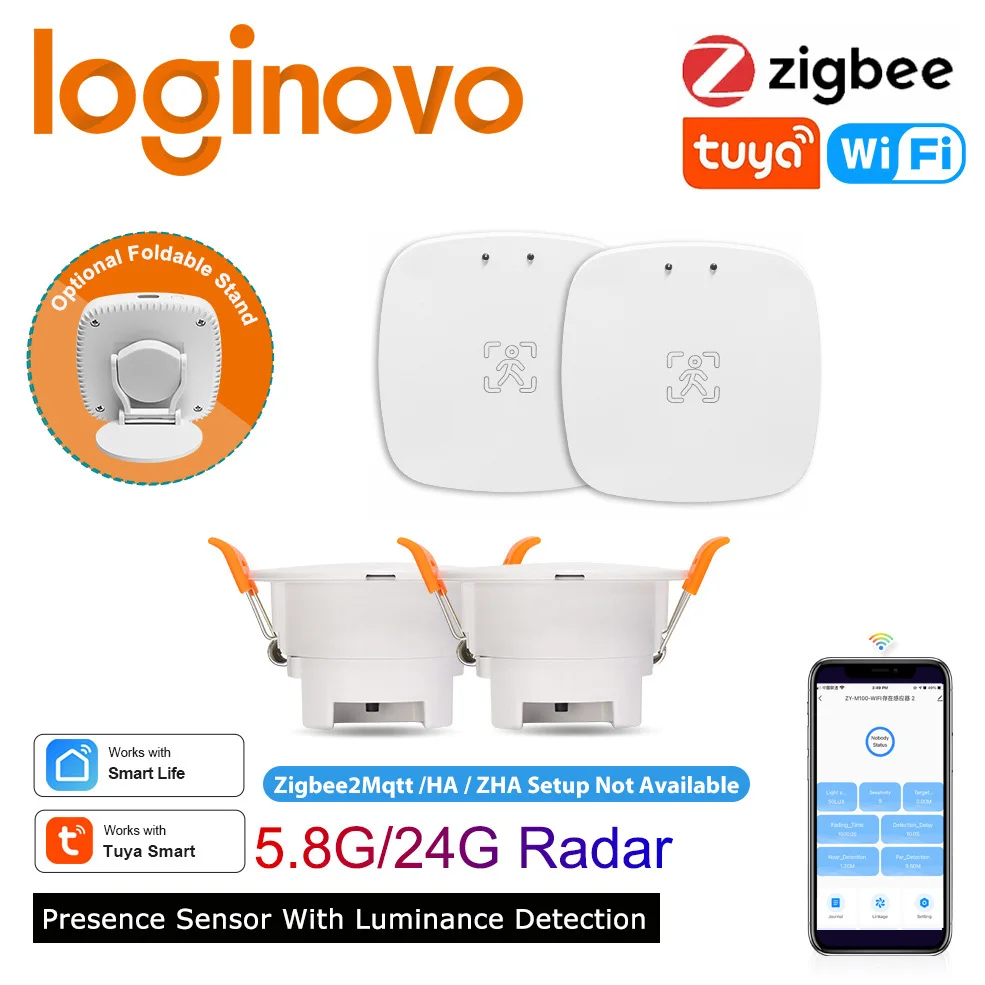 Human Presence Sensor Loginovo Zigbee 3.0 Tuya Wifi MmWave Radar Detector Smart Home Motion With Intensity Detection