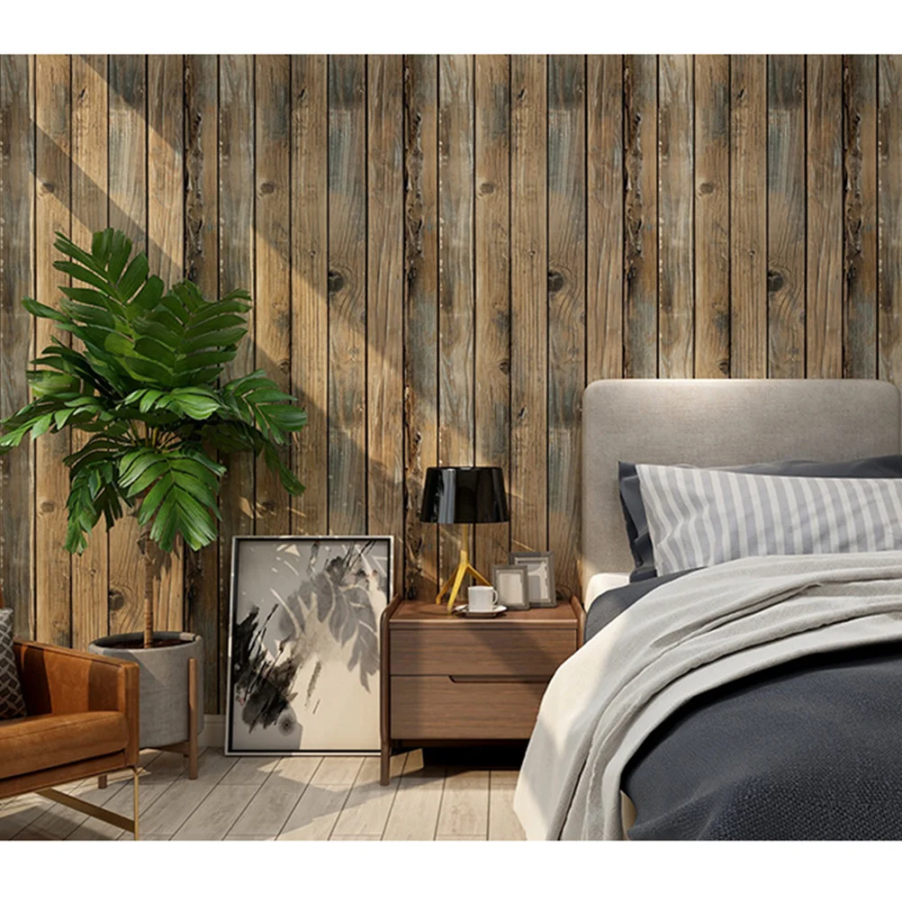 

Fashionable Realistic Durable Waterproof Wood Plank Wallpaper 3D Wood Grain Wood Panel Wallperper