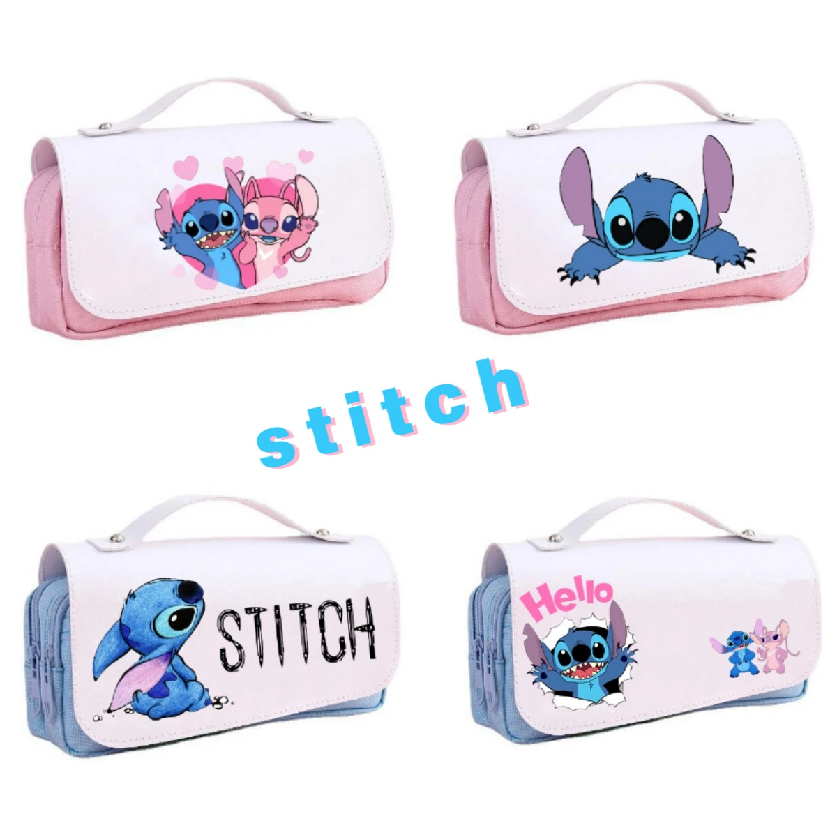 Stitch Trousse Étui à Crayons Animation Stitch Trousse à Crayons Sac de  Papeterie de Bureau Portable, Étudiants Fournitures de Bureau Stitch