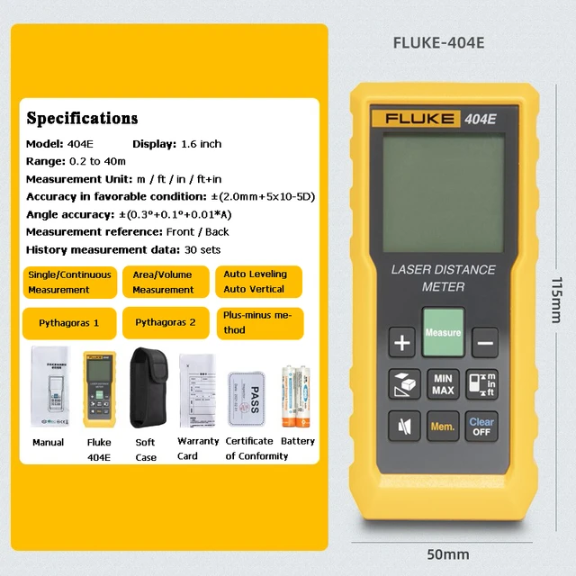 Fluke 417D Medidor láser de distancia 40m