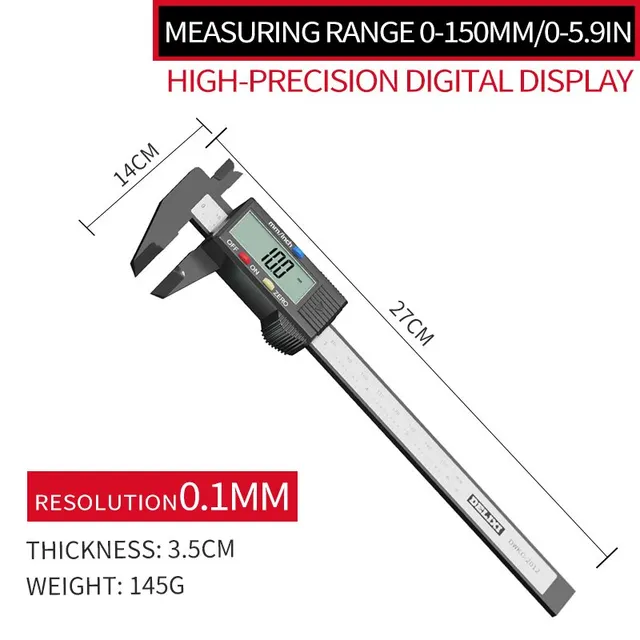 150mm 0.1mm Digital Caliper 6 Inch Electronic Vernier Caliper Measuring Tool Calliper Micrometer Digital Ruler 6
